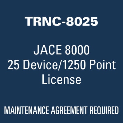 TRNC-8025 | JACE 8000 25 DEVICE CORE & 125 0 PTS. INCLUDES STANDARD O PEN DRIVERS. SUPP. UP TO 25 DEVICES OR 1250 PTS. REQU