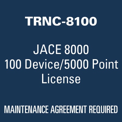 TRNC-8100 | JACE 8000 100 DEVICE CORE & 50 00 PTS. INCLUDES STANDARD OPEN DRIVERS. SUPP. UP TO 1 00 DEVICES OR 5000 PTS. RE